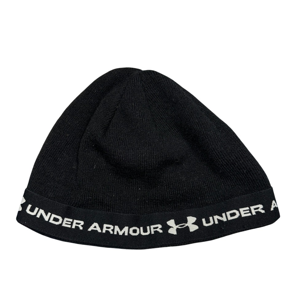 Under Armour Black Knit Runners Beanie Skull Cap Logo Size L - Picture 2 of 5